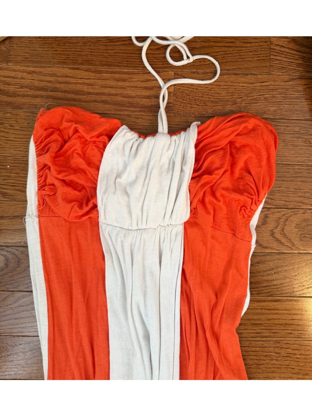 Paradis Miss White Strapless Ruched Dress with Purple Logo Tag